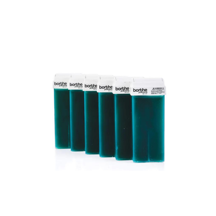BORTHE Hair Removal Depilatory Wax Roll-On WAX Cartridge Professional, Pack of 6 (Azulen)