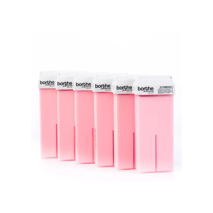 BORTHE Hair Removal Depilatory Wax Roll-On WAX Cartridge Professional, Pack of 6 (Titanium Pink)